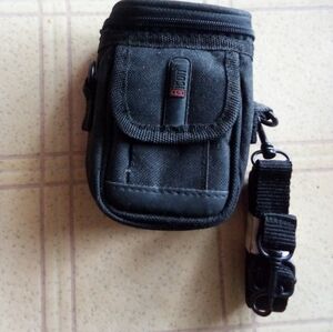 Vintage icon Small Black Digital Camera Case Pouch with Shoulder Strap